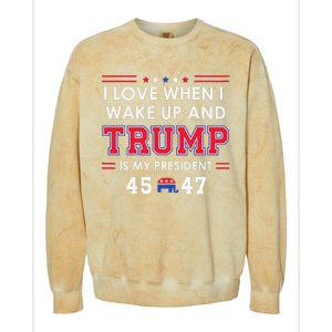 I Love When I Wake Up In The Morning Donald Trump President Colorblast Crewneck Sweatshirt