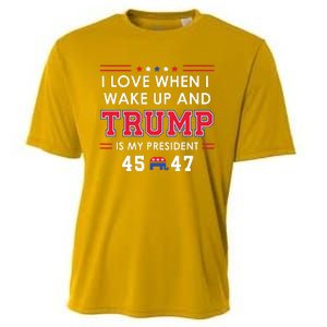 I Love When I Wake Up In The Morning Donald Trump President Cooling Performance Crew T-Shirt