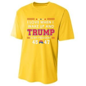 I Love When I Wake Up In The Morning Donald Trump President Performance Sprint T-Shirt