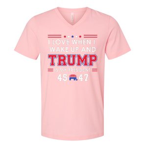 I Love When I Wake Up In The Morning Donald Trump President V-Neck T-Shirt