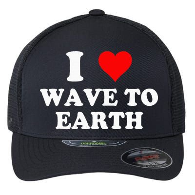 I Love Wave To Earth I Heart Wave To Earth Red Heart Flexfit Unipanel Trucker Cap