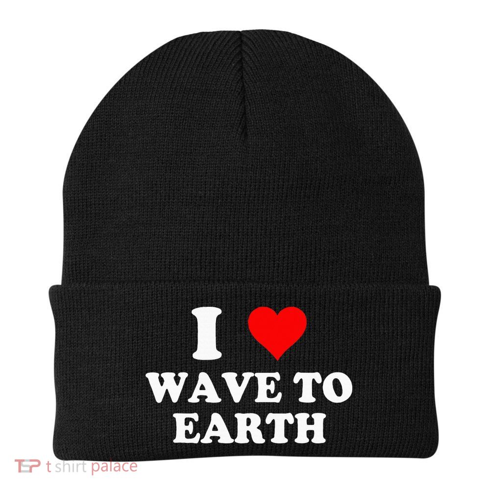 I Love Wave To Earth I Heart Wave To Earth Red Heart Beanie