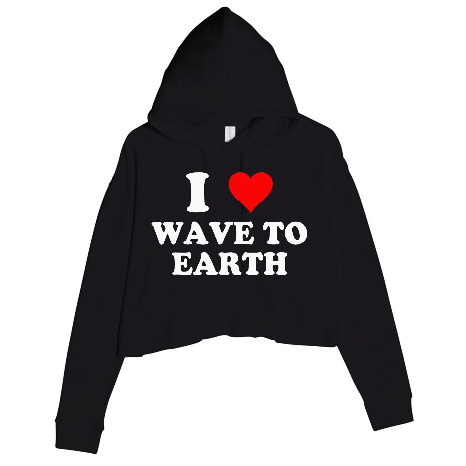 I Love Wave To Earth I Heart Wave To Earth Red Heart Crop Fleece Hoodie