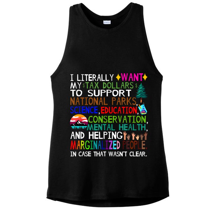 i literally want my tax dollars to go to national parks Ladies PosiCharge Tri-Blend Wicking Tank