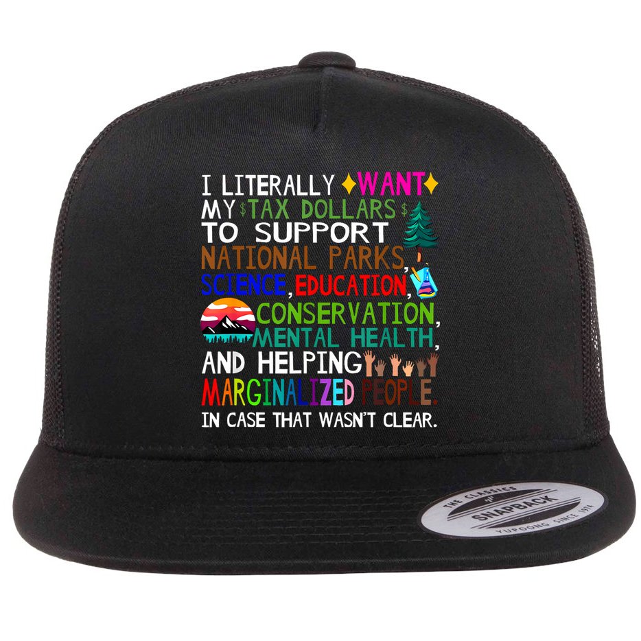 i literally want my tax dollars to go to national parks Flat Bill Trucker Hat