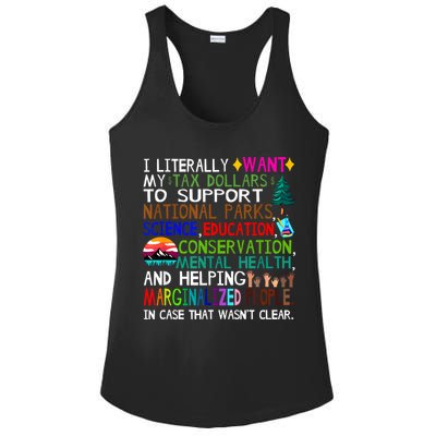 i literally want my tax dollars to go to national parks Ladies PosiCharge Competitor Racerback Tank