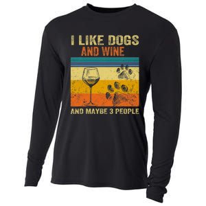 I Like Wine My Dog And Maybe 3 People  Wo Cooling Performance Long Sleeve Crew