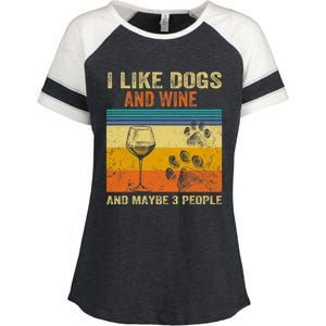 I Like Wine My Dog And Maybe 3 People  Wo Enza Ladies Jersey Colorblock Tee