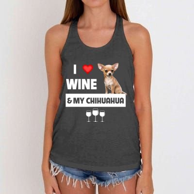 I Love Wine And My Chihuahua Mom Dad Dog Ing Pet Parent Funny Gift Women's Knotted Racerback Tank