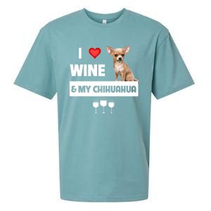 I Love Wine And My Chihuahua Mom Dad Dog Ing Pet Parent Funny Gift Sueded Cloud Jersey T-Shirt