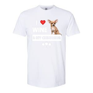 I Love Wine And My Chihuahua Mom Dad Dog Ing Pet Parent Funny Gift Softstyle CVC T-Shirt