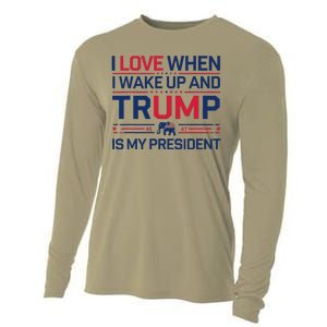 I Love When I Wake Up Trump President Usa Fans Liberal Tears Cooling Performance Long Sleeve Crew