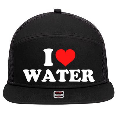 I Love Water Gift 7 Panel Mesh Trucker Snapback Hat