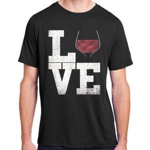 I Love Wine Red Wine Glass Heart Meaningful Gift Wine Er Distressed Funny Gift Adult ChromaSoft Performance T-Shirt