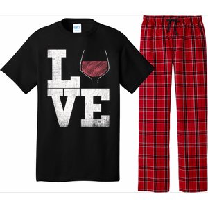 I Love Wine Red Wine Glass Heart Meaningful Gift Wine Er Distressed Funny Gift Pajama Set