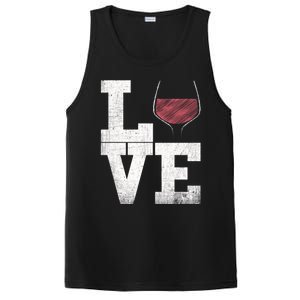 I Love Wine Red Wine Glass Heart Meaningful Gift Wine Er Distressed Funny Gift PosiCharge Competitor Tank