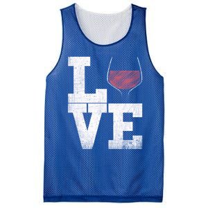 I Love Wine Red Wine Glass Heart Meaningful Gift Wine Er Distressed Funny Gift Mesh Reversible Basketball Jersey Tank