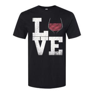 I Love Wine Red Wine Glass Heart Meaningful Gift Wine Er Distressed Funny Gift Softstyle CVC T-Shirt