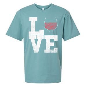 I Love Wine Red Wine Glass Heart Meaningful Gift Wine Er Distressed Funny Gift Sueded Cloud Jersey T-Shirt