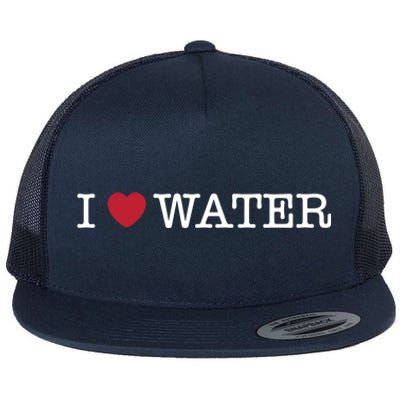 I Love Water Gift Flat Bill Trucker Hat