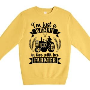 In Love With Her Farmer Wife Farm Wife Of A Farmer Gift Premium Crewneck Sweatshirt