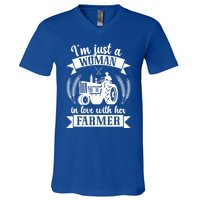 In Love With Her Farmer Wife Farm Wife Of A Farmer Gift V-Neck T-Shirt