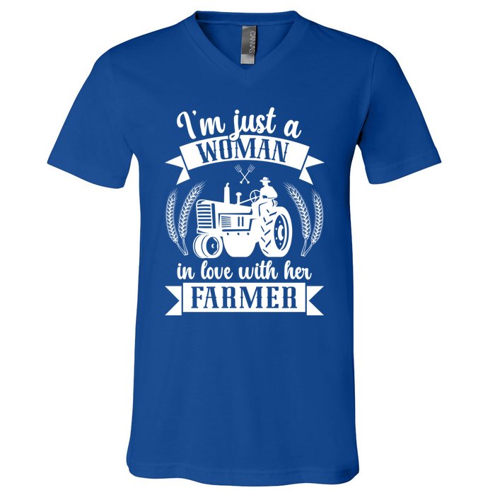 In Love With Her Farmer Wife Farm Wife Of A Farmer Gift V-Neck T-Shirt