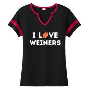 I Love Weiners Frank Sausage Bun Hotdogs Food Gift Ladies Halftime Notch Neck Tee