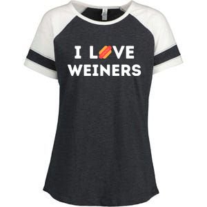 I Love Weiners Frank Sausage Bun Hotdogs Food Gift Enza Ladies Jersey Colorblock Tee