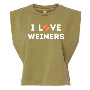 I Love Weiners Frank Sausage Bun Hotdogs Food Gift Garment-Dyed Women's Muscle Tee