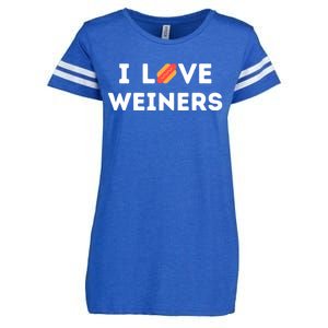 I Love Weiners Frank Sausage Bun Hotdogs Food Gift Enza Ladies Jersey Football T-Shirt