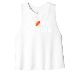 I Love Weiners Frank Sausage Bun Hotdogs Food Gift Women's Racerback Cropped Tank