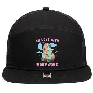 In Love With Mary Jane Female Marijuana 7 Panel Mesh Trucker Snapback Hat