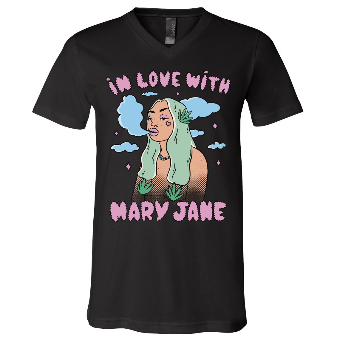 In Love With Mary Jane Female Marijuana V-Neck T-Shirt
