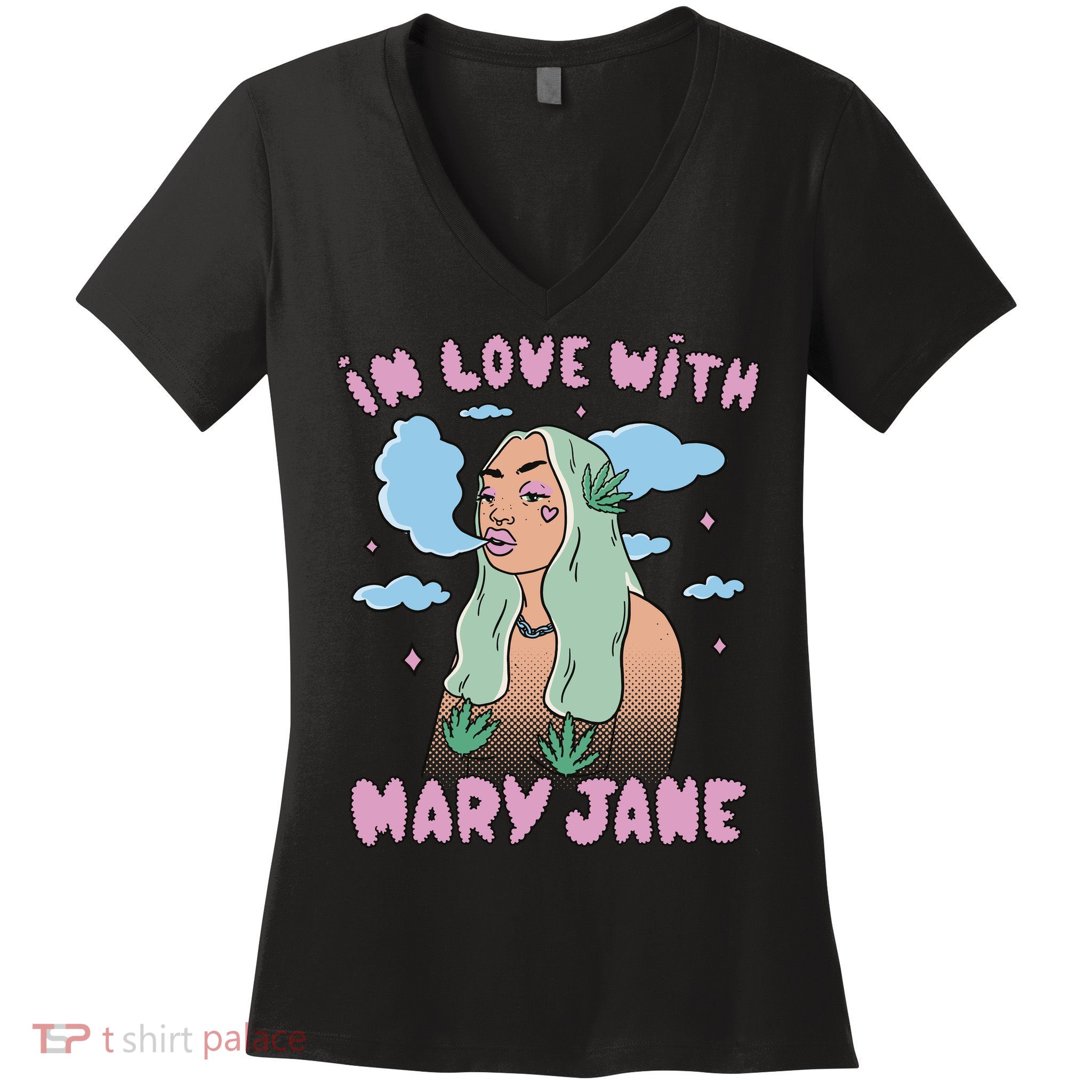 In Love With Mary Jane Female Marijuana Women's V-Neck T-Shirt