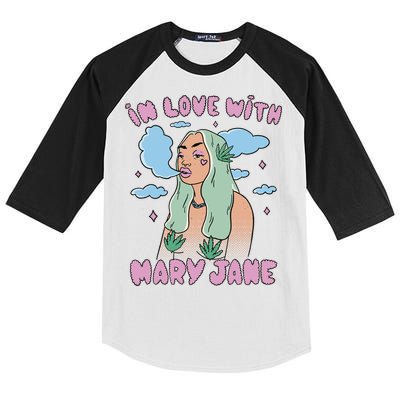 In Love With Mary Jane Female Marijuana Kids Colorblock Raglan Jersey
