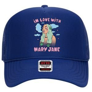 In Love With Mary Jane Female Marijuana High Crown Mesh Back Trucker Hat