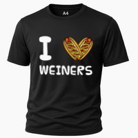 I Love Weiners Hotdogs Frankfurter Wiener Frank Sausage Bun Cooling Performance Crew T-Shirt