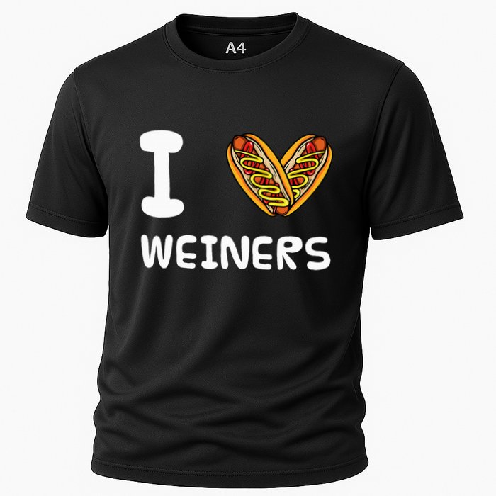 I Love Weiners Hotdogs Frankfurter Wiener Frank Sausage Bun Cooling Performance Crew T-Shirt