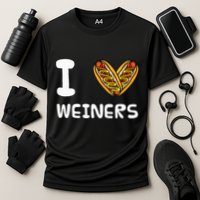 I Love Weiners Hotdogs Frankfurter Wiener Frank Sausage Bun Cooling Performance Crew T-Shirt