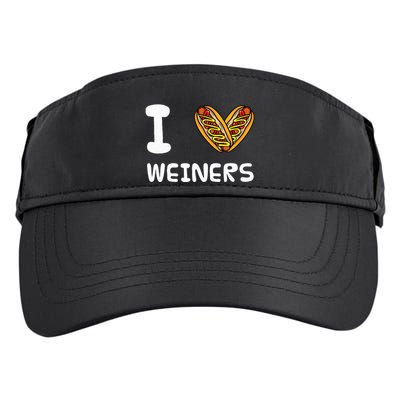 I Love Weiners Hotdogs Frankfurter Wiener Frank Sausage Bun Adult Drive Performance Visor