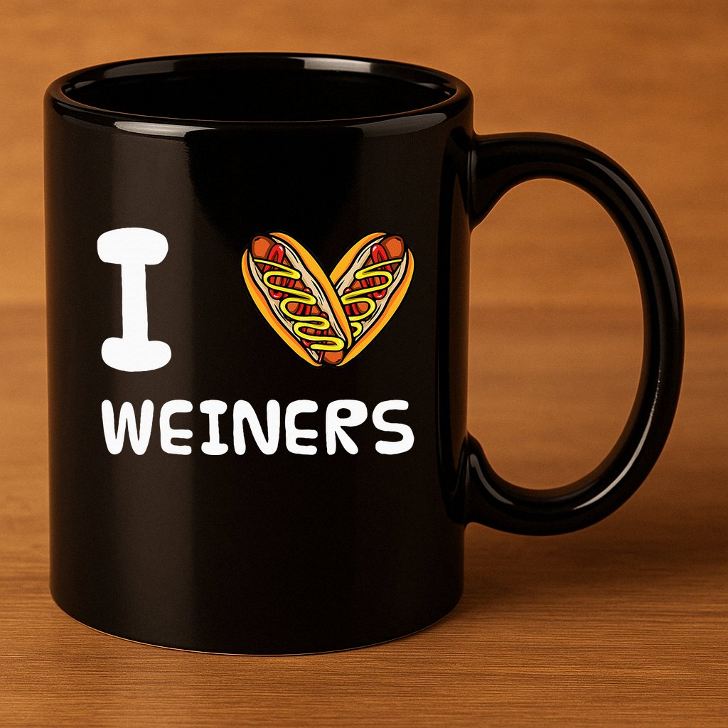 I Love Weiners Hotdogs Frankfurter Wiener Frank Sausage Bun 11oz C Handle Ceramic Mug