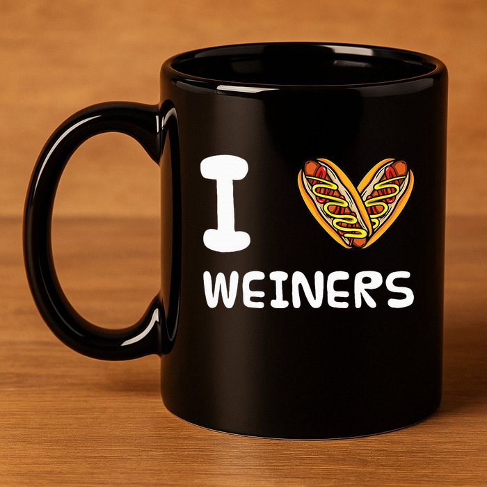 I Love Weiners Hotdogs Frankfurter Wiener Frank Sausage Bun 11oz C Handle Ceramic Mug
