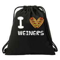 I Love Weiners Hotdogs Frankfurter Wiener Frank Sausage Bun Drawstring Bag