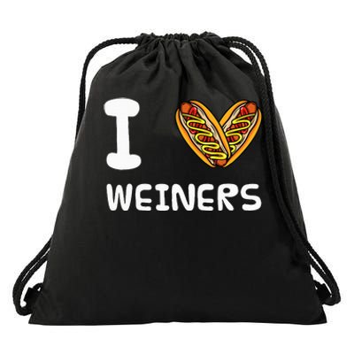 I Love Weiners Hotdogs Frankfurter Wiener Frank Sausage Bun Drawstring Bag