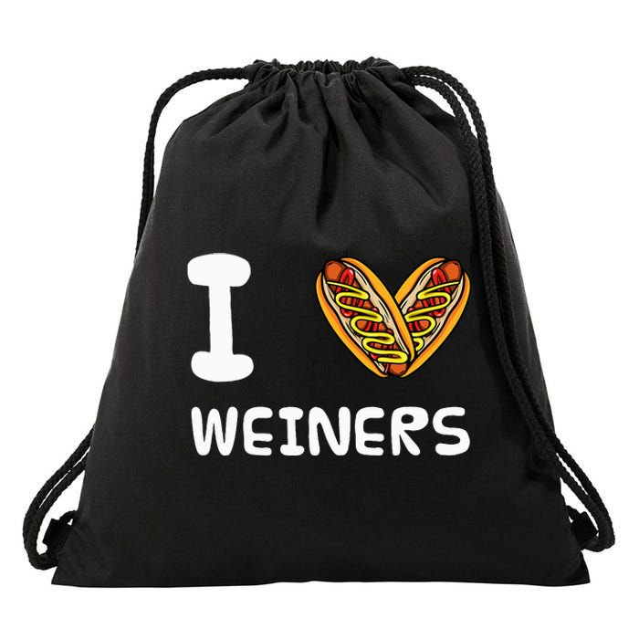 I Love Weiners Hotdogs Frankfurter Wiener Frank Sausage Bun Drawstring Bag