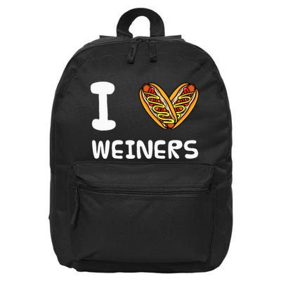 I Love Weiners Hotdogs Frankfurter Wiener Frank Sausage Bun 16 in Basic Backpack
