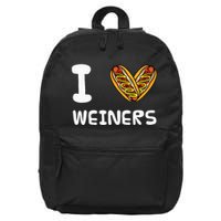 I Love Weiners Hotdogs Frankfurter Wiener Frank Sausage Bun 16 in Basic Backpack