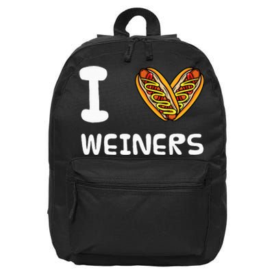 I Love Weiners Hotdogs Frankfurter Wiener Frank Sausage Bun 16 in Basic Backpack