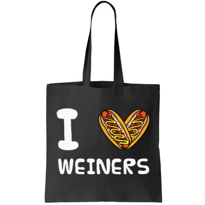 I Love Weiners Hotdogs Frankfurter Wiener Frank Sausage Bun Tote Bag